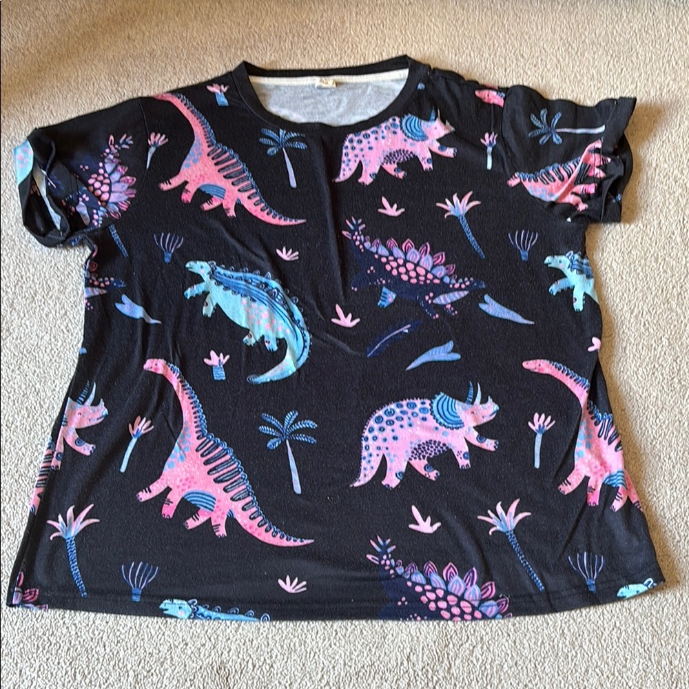 Dinosaur Print Black Short Sleeve Tee